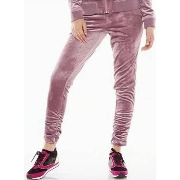 Juicy Couture Pants - Juicy Couture Glitter Velour Track Pants Ruched Women Size Large Pink